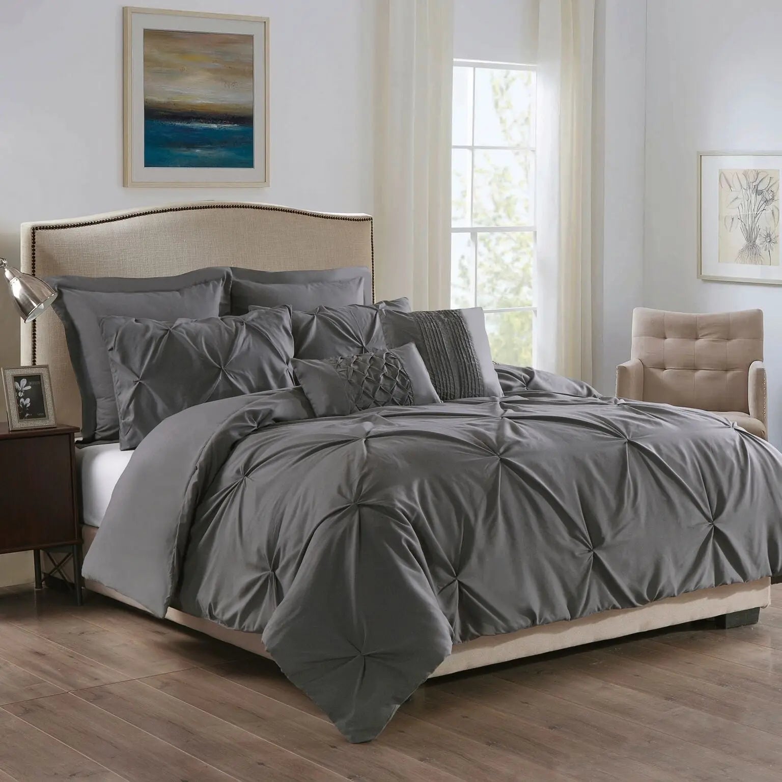 Royal Comfort 7 Pc Soft Microfiber Fitted Pleat Comforter Case Blanket Bed Set Myzenhome
