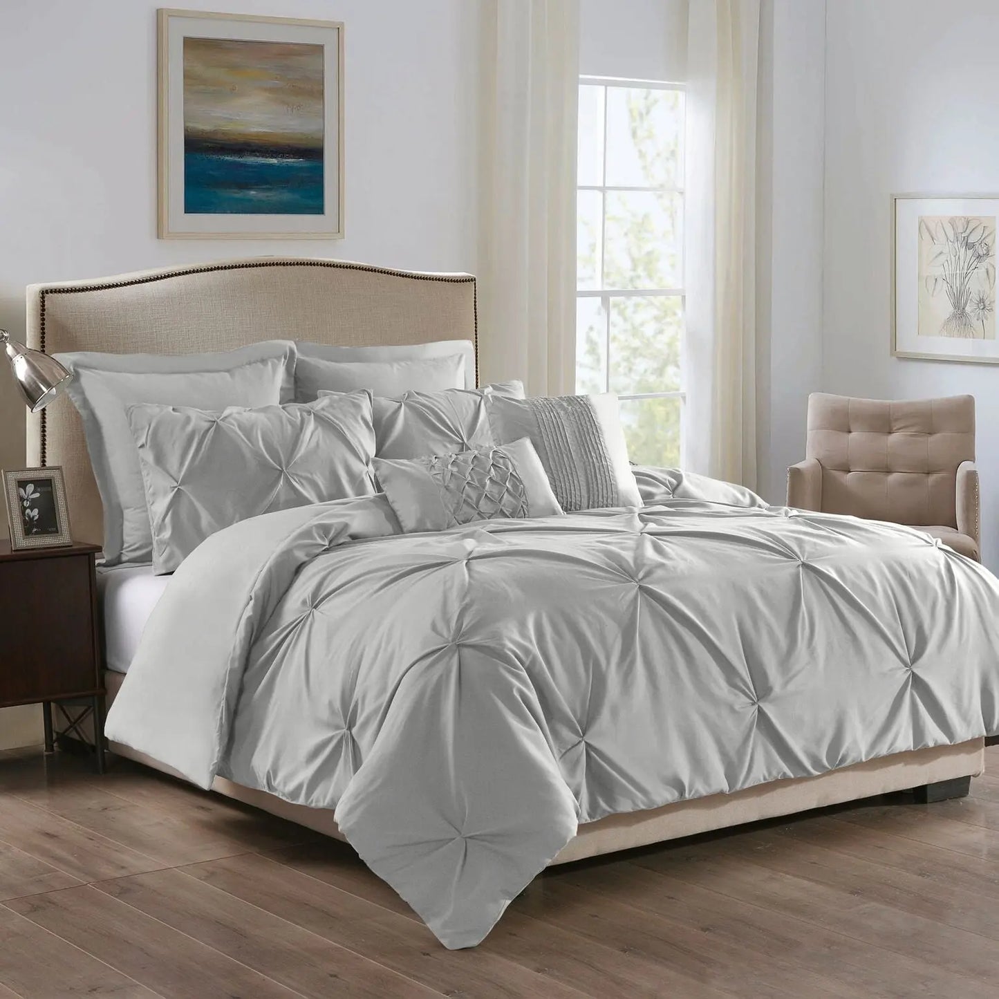 Royal Comfort 7 Pc Soft Microfiber Fitted Pleat Comforter Case Blanket Bed Set Myzenhome