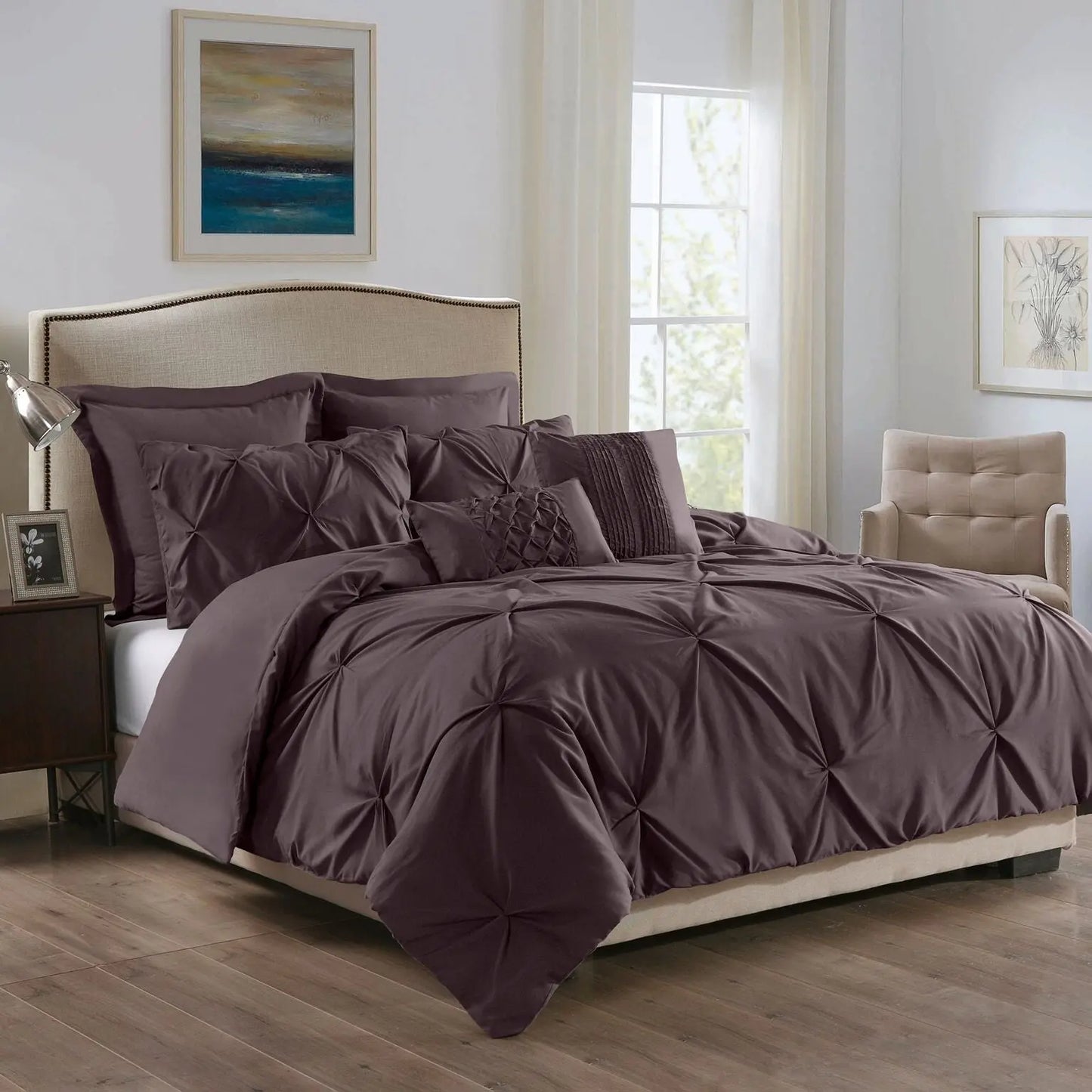 Royal Comfort 7 Pc Soft Microfiber Fitted Pleat Comforter Case Blanket Bed Set Myzenhome