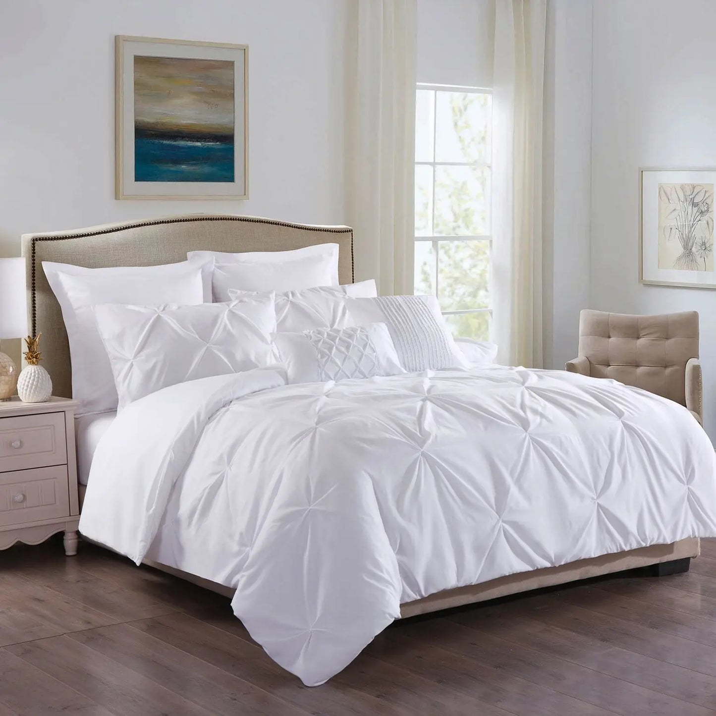 Royal Comfort 7 Pc Soft Microfiber Fitted Pleat Comforter Case Blanket Bed Set Myzenhome