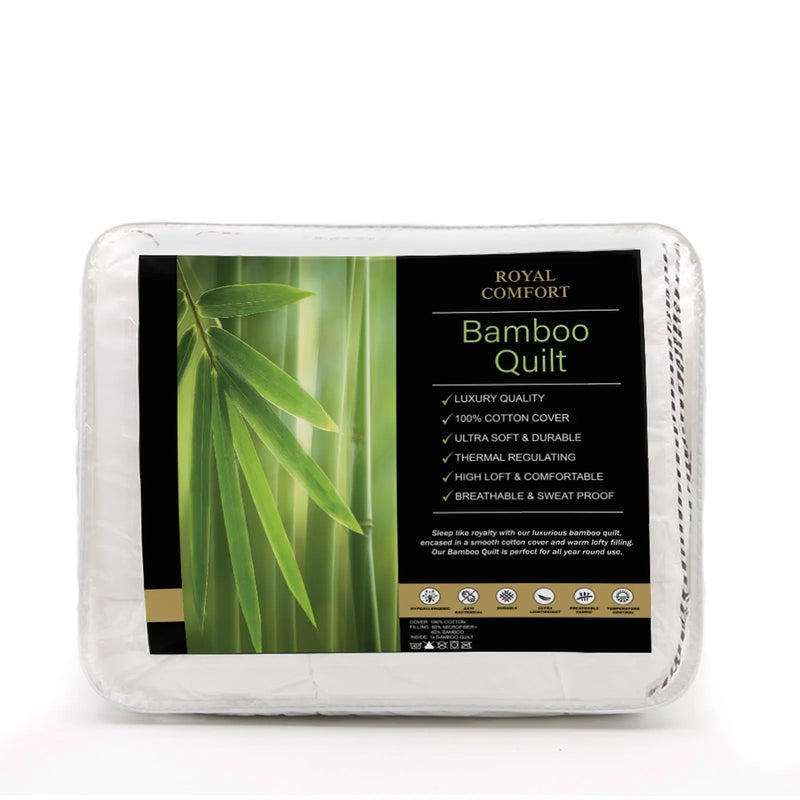 Royal Comfort Bamboo Blend Quilt 250GSM Luxury Duvet 100% Cotton Cover - Myzenhome