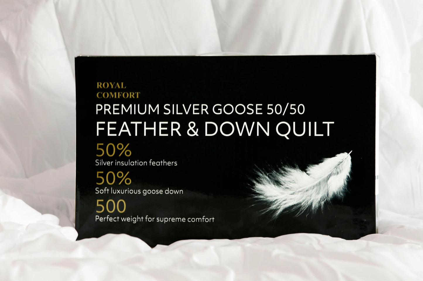 Royal Comfort Queen 50% Goose Feather And 50% Down Quilt Hotel Weight 500GSM Myzenhome