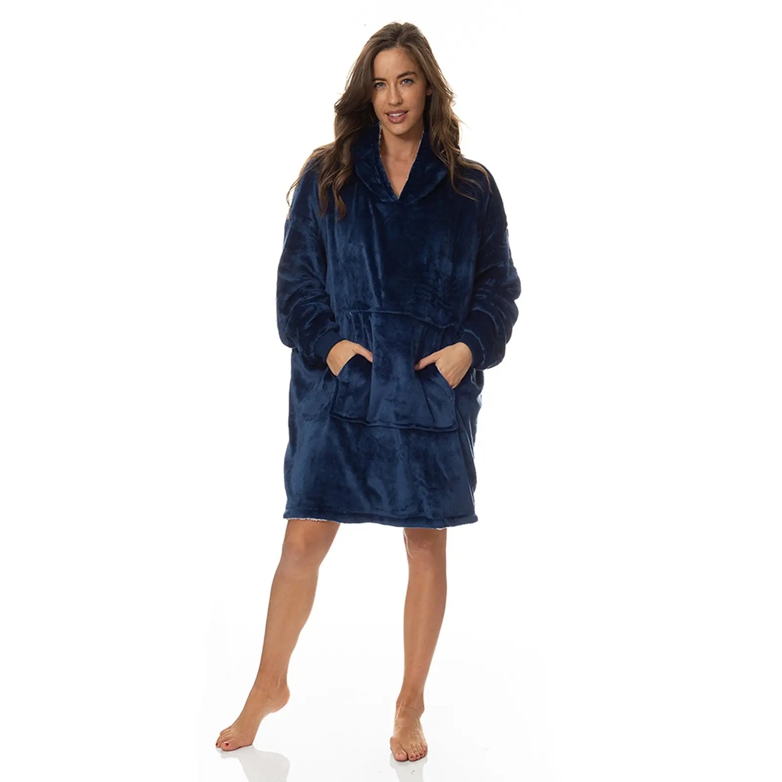 Royal Comfort Snug Hoodie Nightwear Super Soft Reversible Fleece 750GSM - Myzenhome