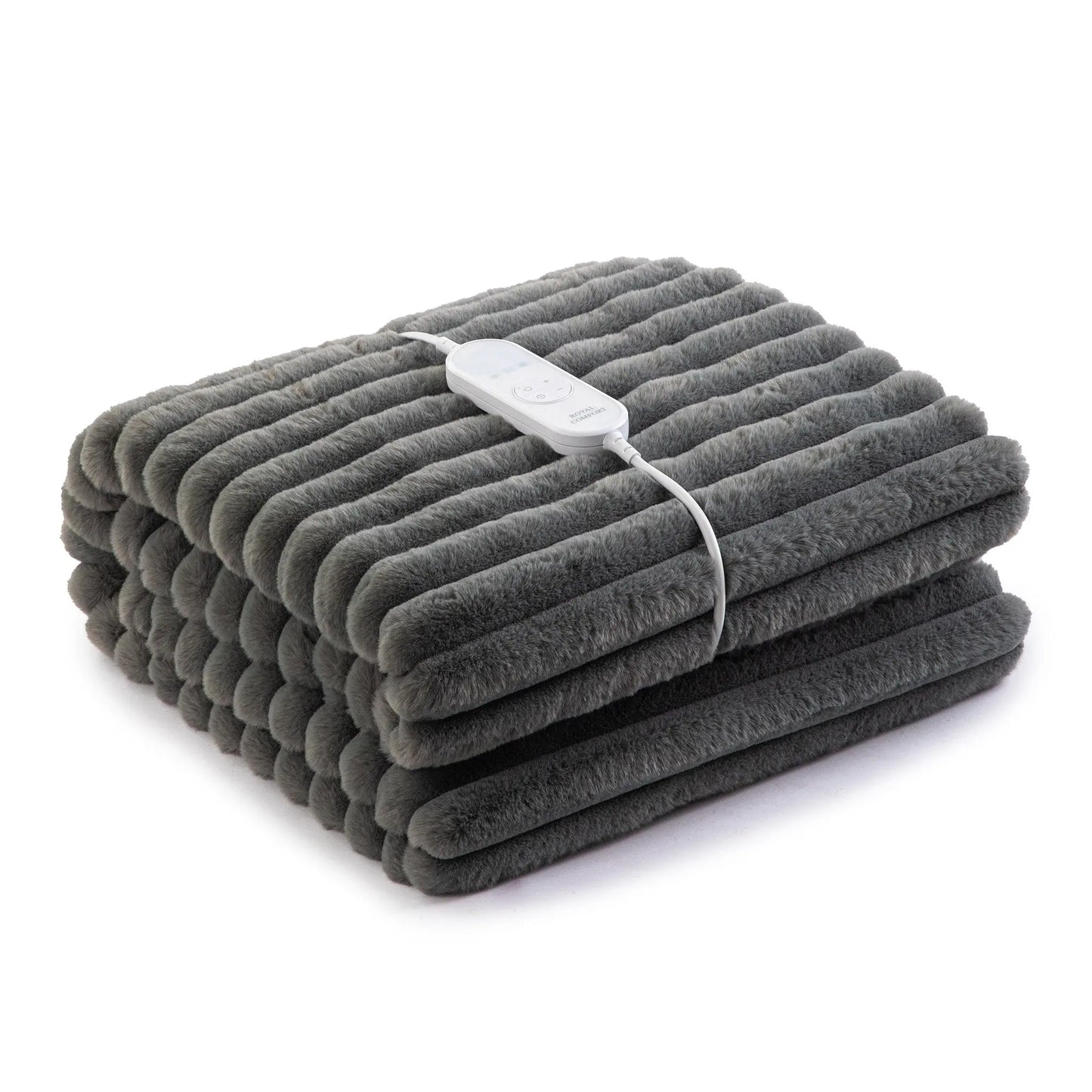Royal Comfort Thermolux Heated Stripe Faux Fleece Throw Myzenhome