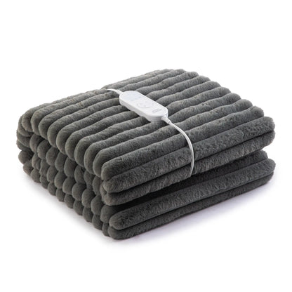 Royal Comfort Thermolux Heated Stripe Faux Fleece Throw Myzenhome