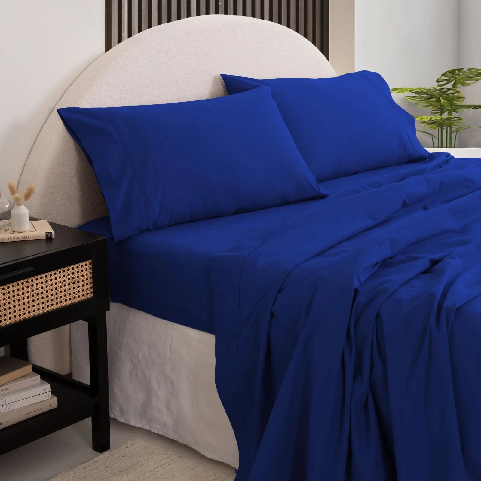 Royal Comfort Vintage Wash 100% Cotton Sheet Set Fitted Flat Sheet Pillowcases - Myzenhome
