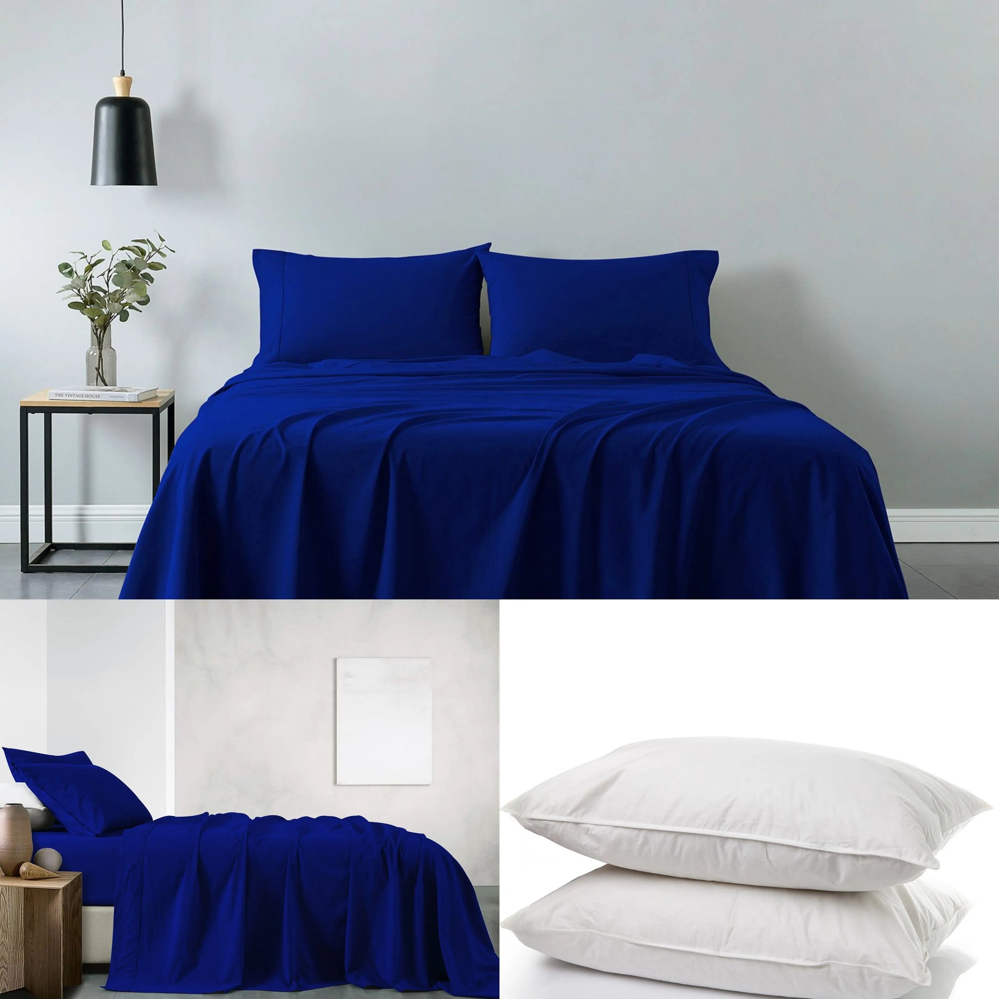 Royal comfort 100% cotton soft sheet set and 2 duck feather down pillows set Royal Comfort