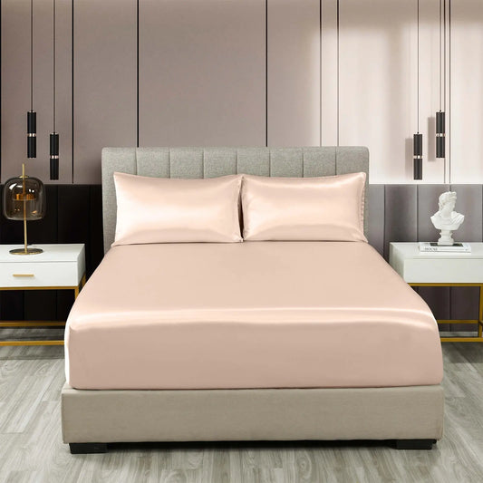 Royal comfort satin sheet set 3 piece fitted sheet pillowcase soft silky smooth Royal Comfort