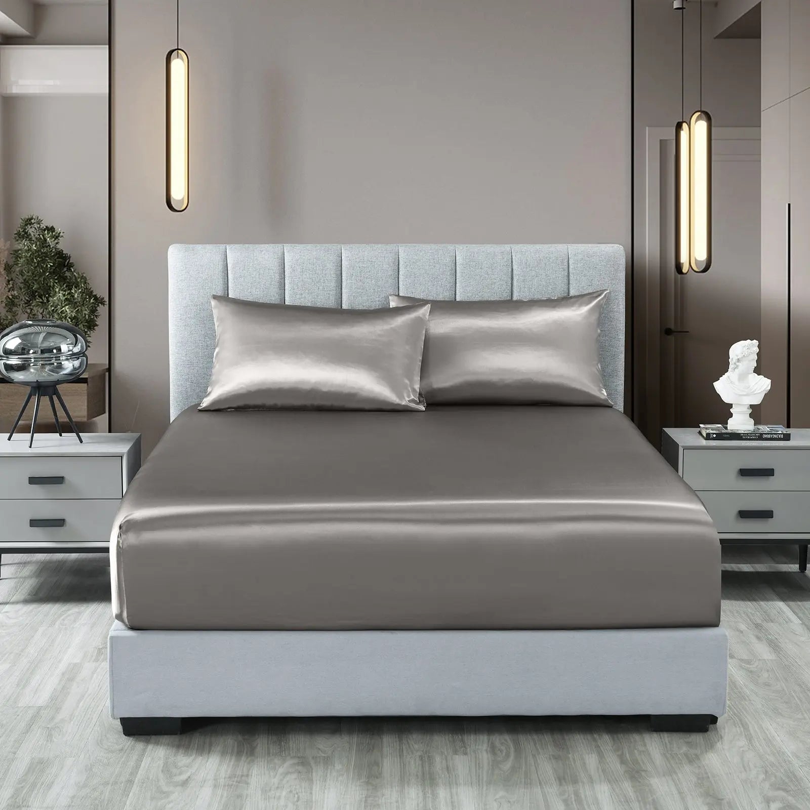 Royal comfort satin sheet set 3 piece fitted sheet pillowcase soft silky smooth Royal Comfort