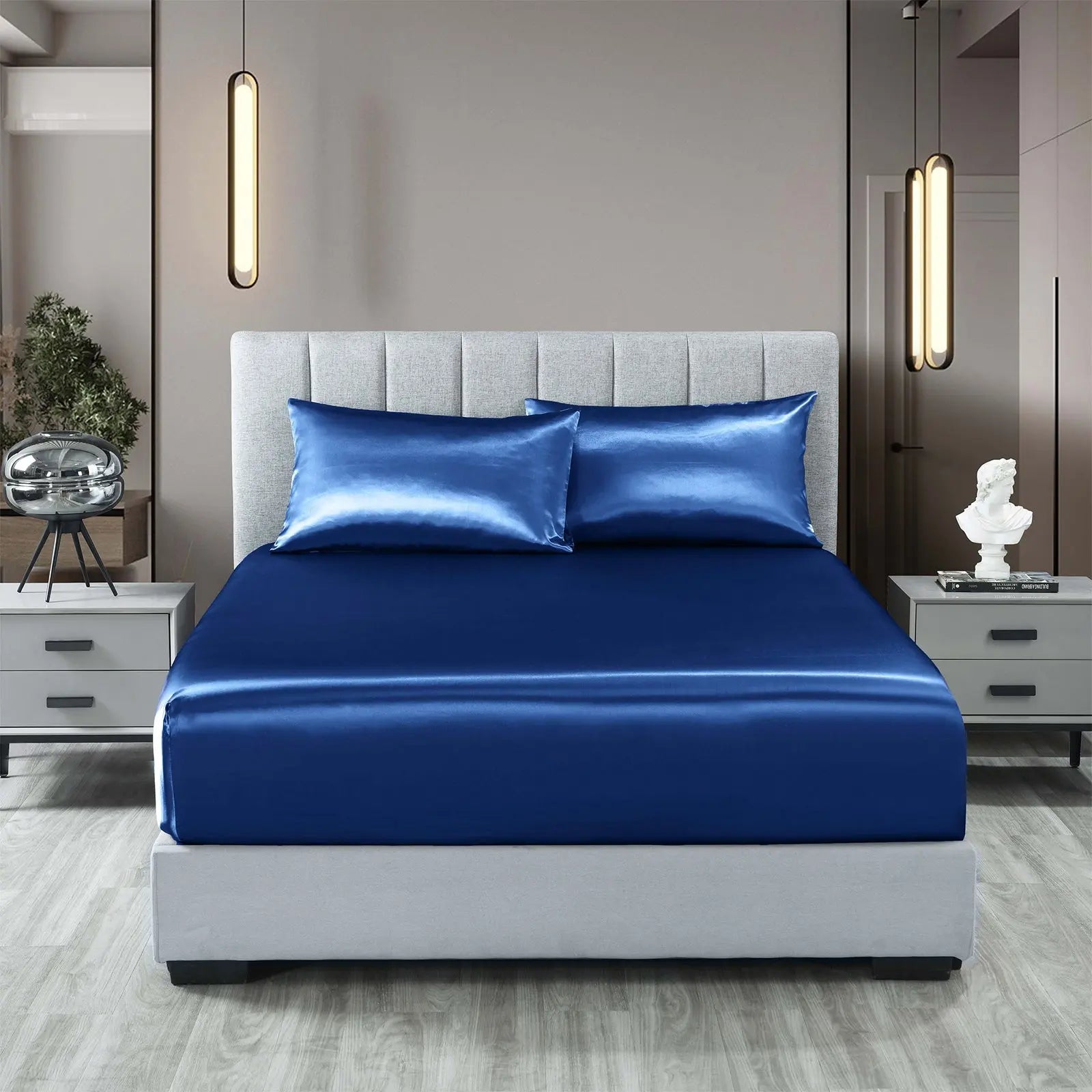 Royal comfort satin sheet set 3 piece fitted sheet pillowcase soft silky smooth Royal Comfort