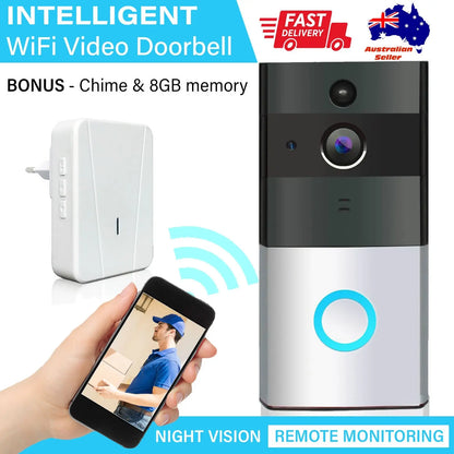 Safe Zone Wireless Video Doorbell Camera 8GB Smart Remote Control Intercom WiFi - Myzenhome