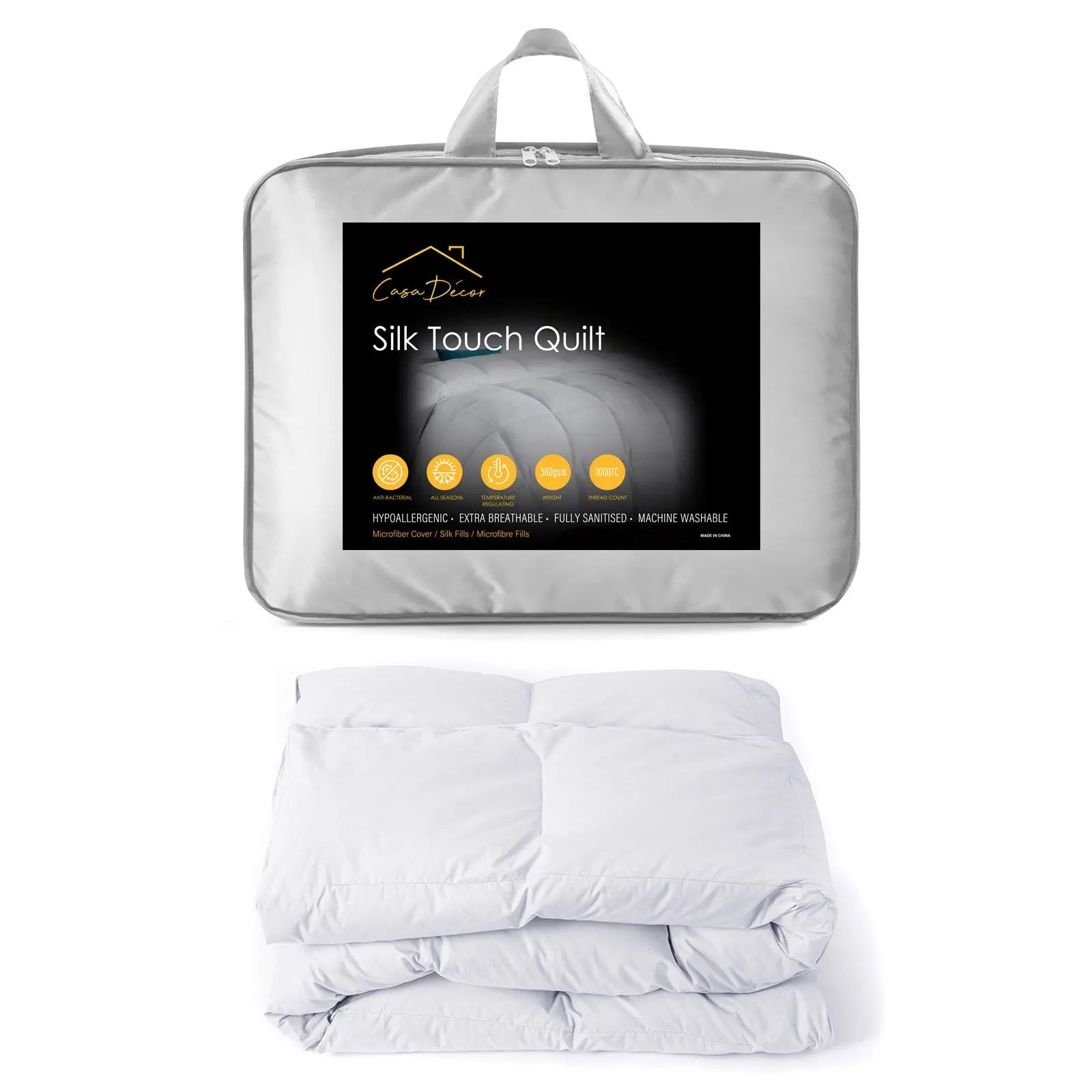 Silk Pillowcase Pack And 360GSM Silk Touch Quilt Queen Bundle - Myzenhome