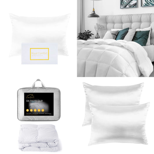 Silk Pillowcase Pack And 360GSM Silk Touch Quilt Queen Bundle - Myzenhome