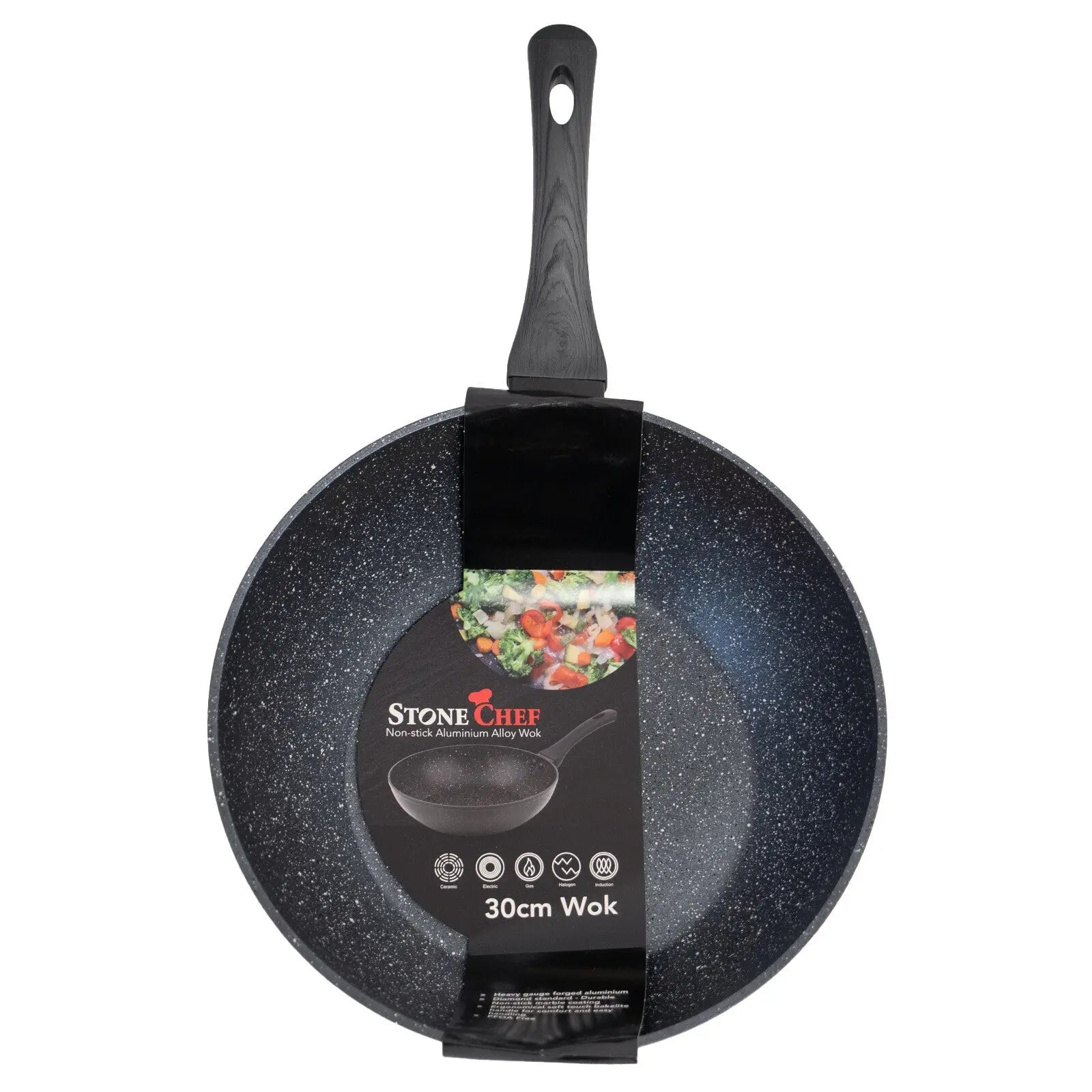 Stone Chef Forged Wok Non Stick Cookware Kitchen Grey Handle Myzenhome