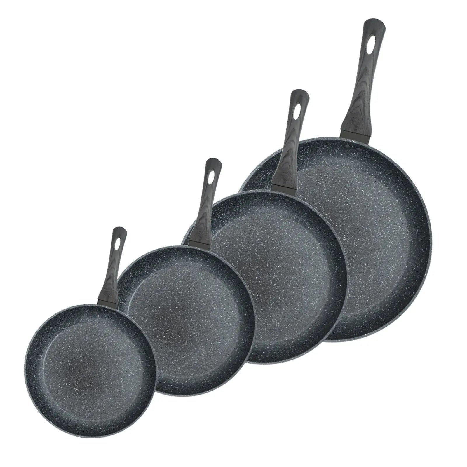 StoneChef 4 Piece Fry Pan Set 20cm 24cm 28cm 30cm Complete Grey Handle Set Myzenhome