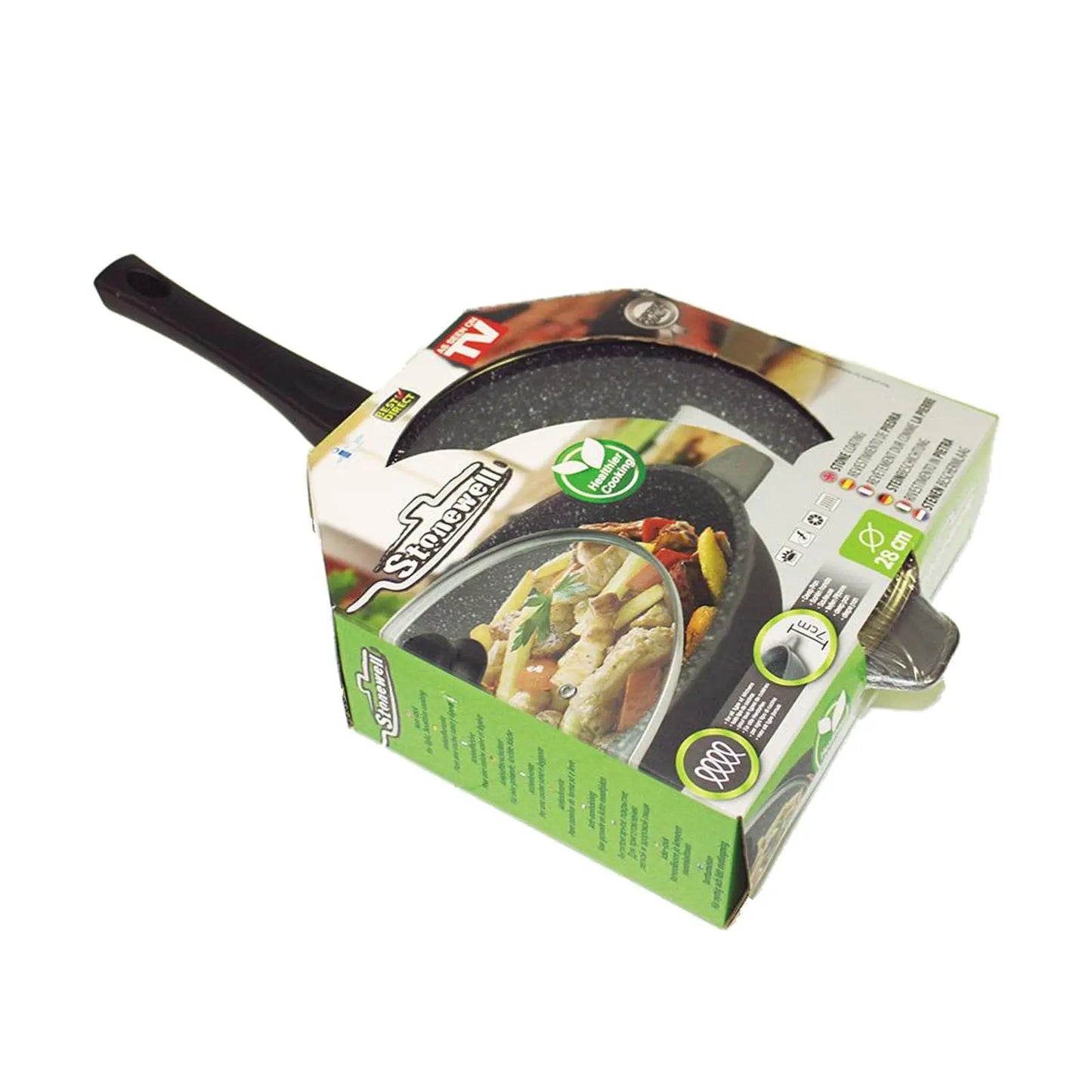 Stonewell Deep Pan 28cm With Lid Non Stick Cookware Kitchen - Myzenhome