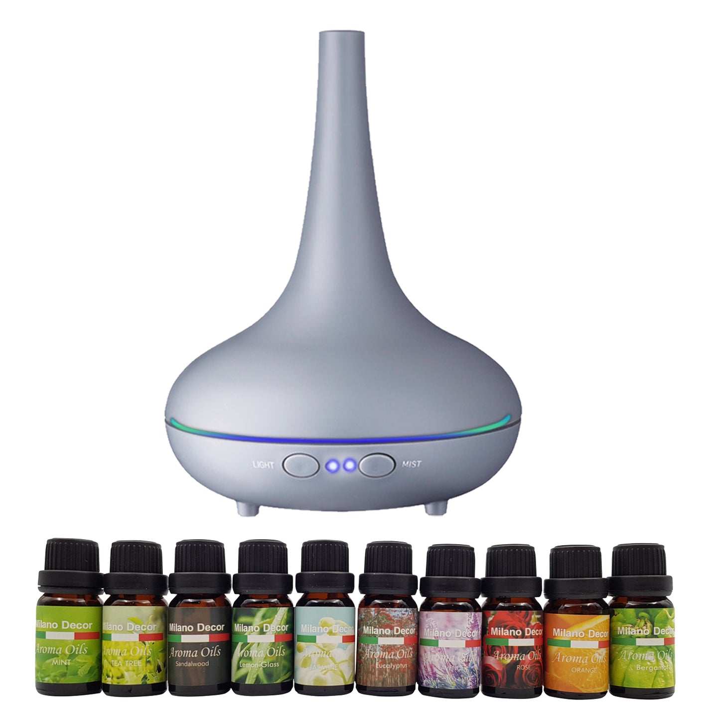 Milano Aroma Diffuser Set With 10 Pack Diffuser Oils Humidifier Aromatherapy - Myzenhome