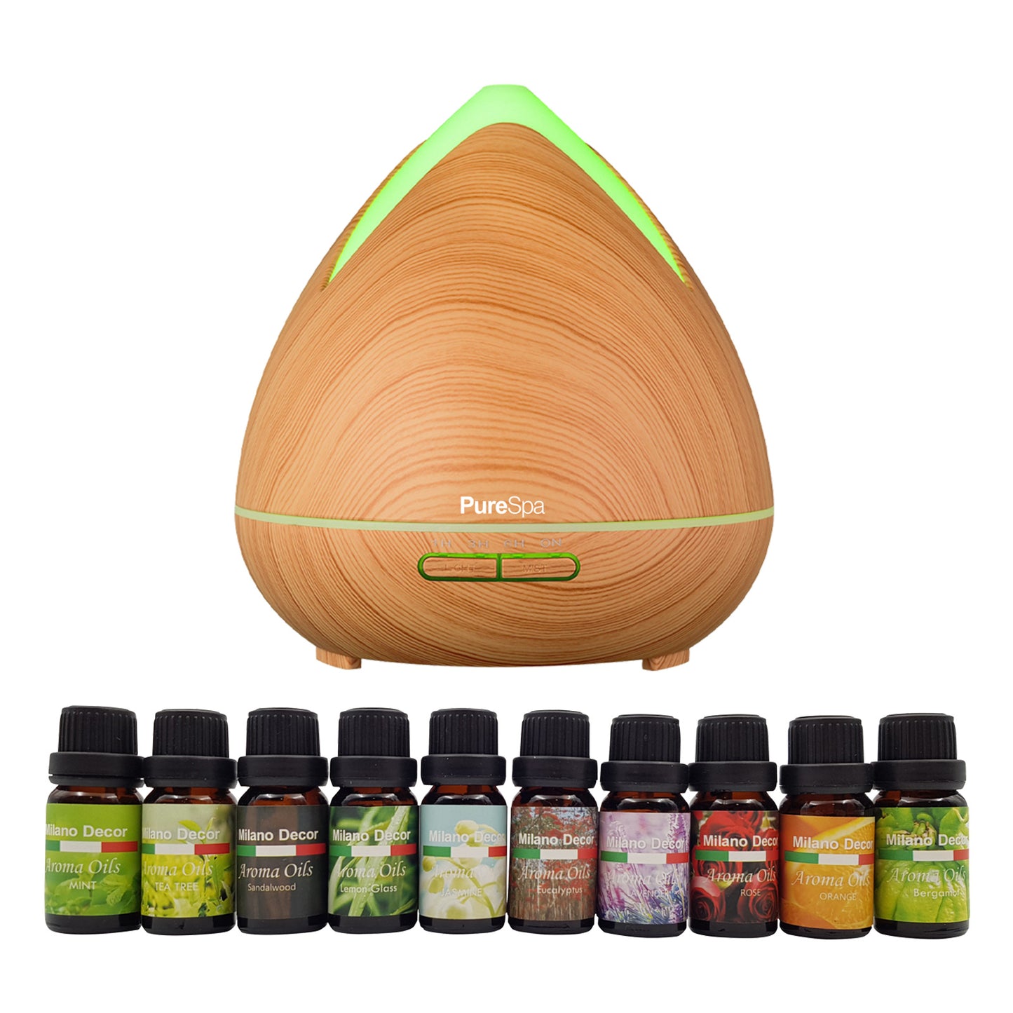 Purespa Diffuser Set With 10 Pack Diffuser Oils Humidifier Aromatherapy - Myzenhome