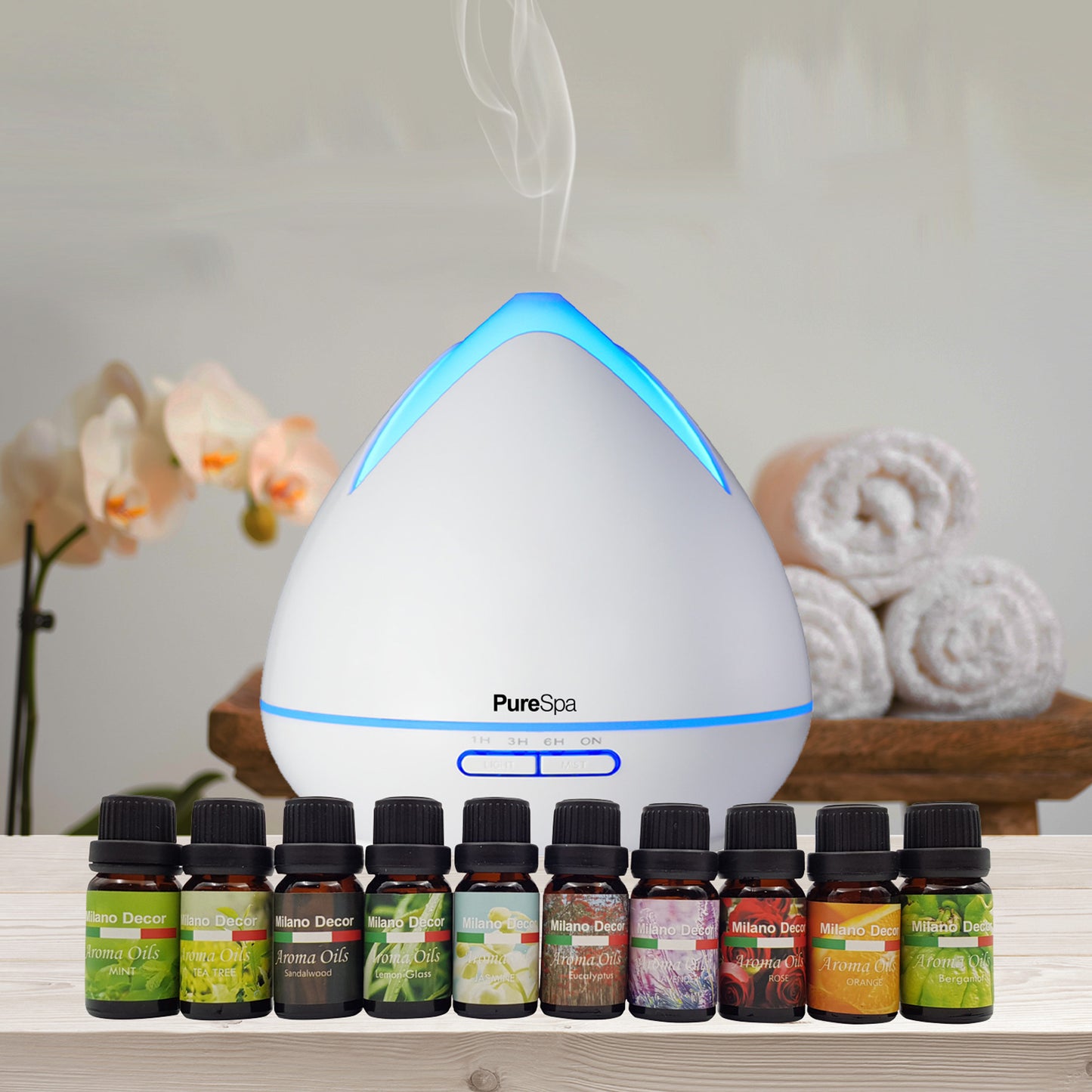 Purespa Diffuser Set With 10 Pack Diffuser Oils Humidifier Aromatherapy - Myzenhome