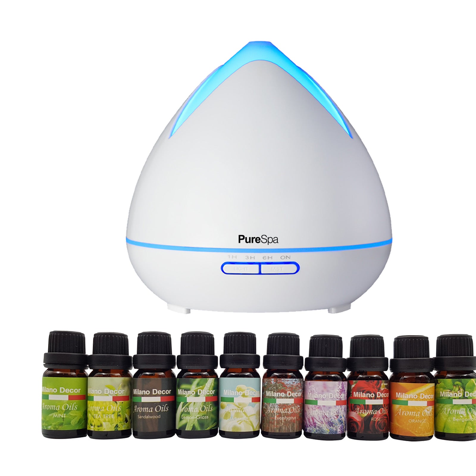 Purespa Diffuser Set With 10 Pack Diffuser Oils Humidifier Aromatherapy - Myzenhome