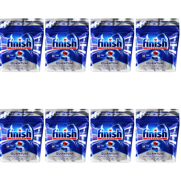 8 x 34 Packs Finish Powerball Quantum Dishwashing Tablets Clean (272 Tablets)