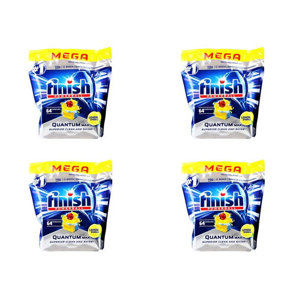 4 x 64 Packs Finish Powerball Quantum Dishwashing Tablets Lemon (256 Tablets)