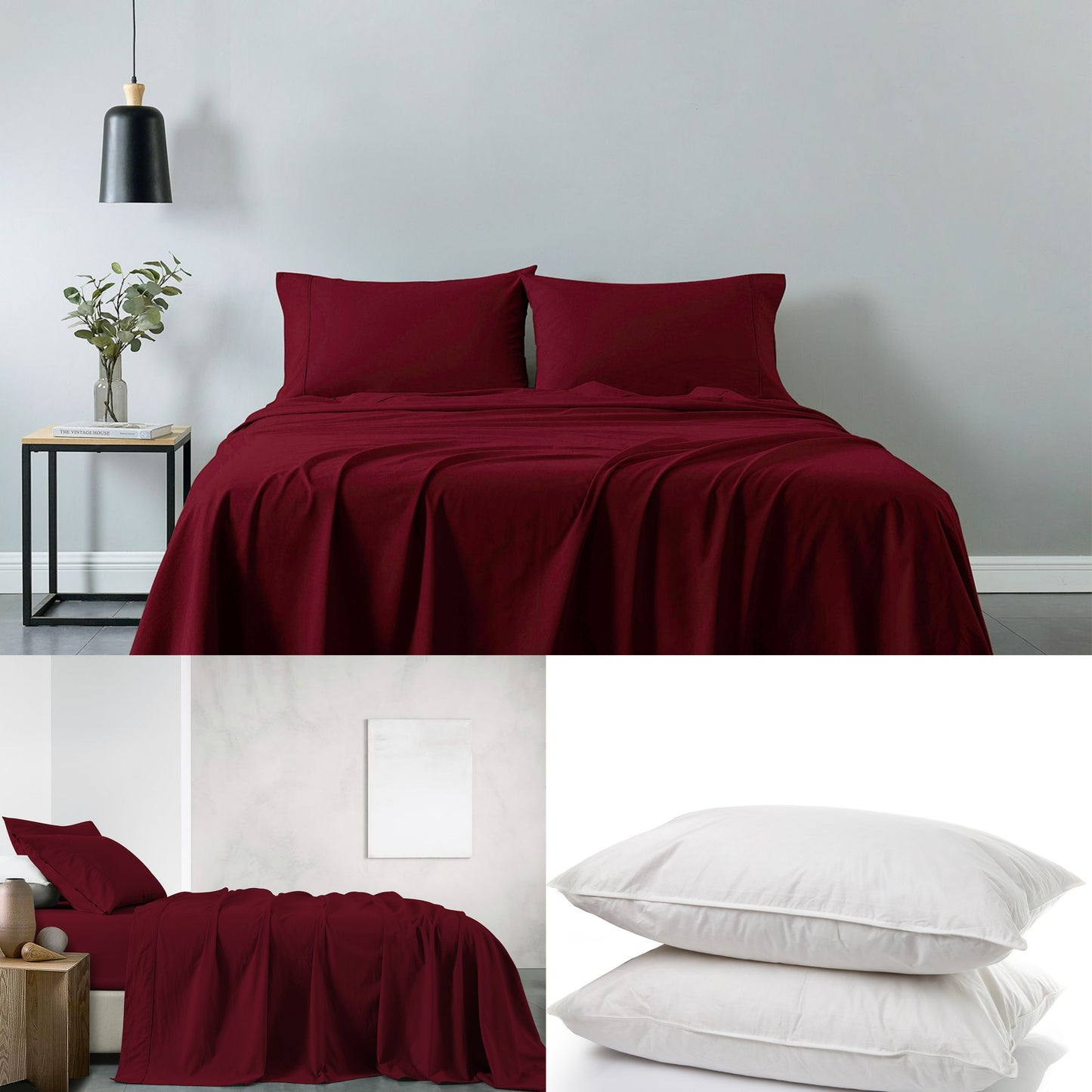 Royal Comfort 100% Cotton Soft Sheet Set And 2 Duck Feather Down Pillows Set - Myzenhome