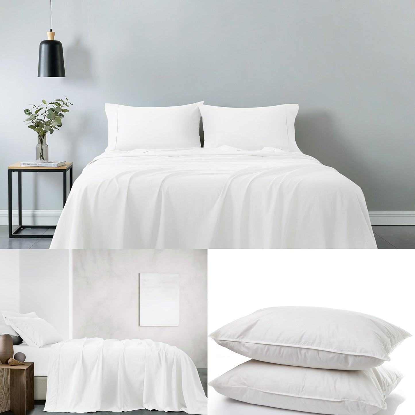 Royal Comfort 100% Cotton Soft Sheet Set And 2 Duck Feather Down Pillows Set - Myzenhome