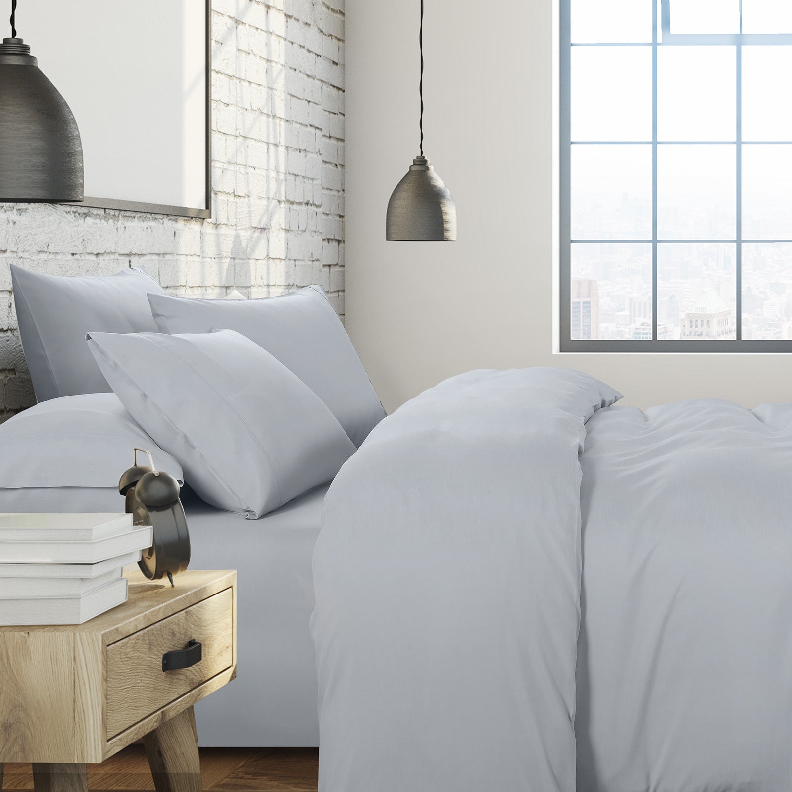 1500 Thread Count 6 Piece Combo And 2 Pack Duck Feather Down Pillows Bedding Set - Myzenhome