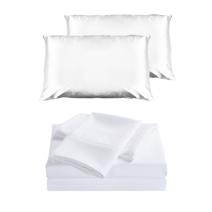 2000 Thread Count 4 Piece Sheet Set And Bonus Twin Pack Satin Pillowcases - Myzenhome