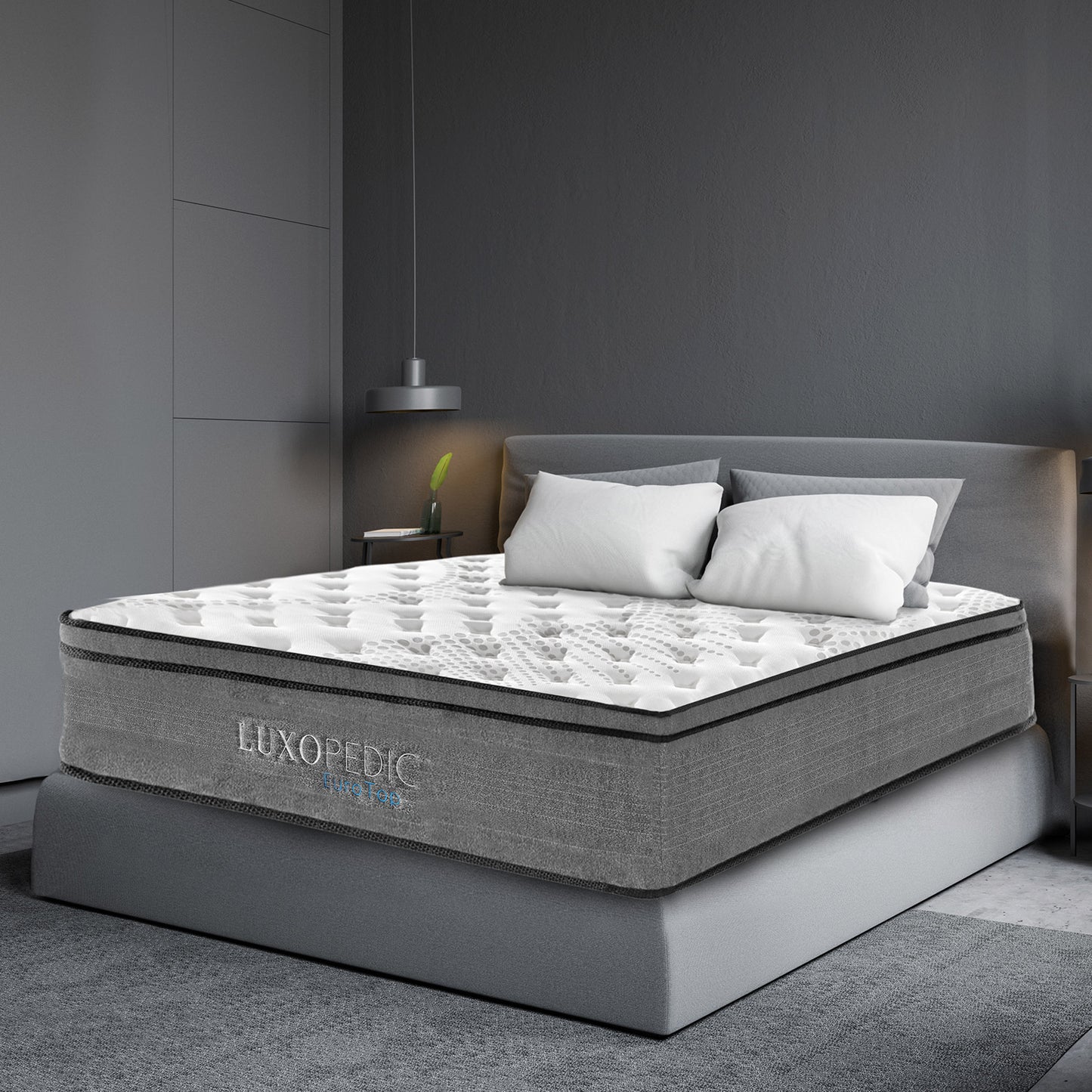 Milano Decor Capri Bed Frame + Luxopedic Euro Top Mattress Bedroom Set - Myzenhome