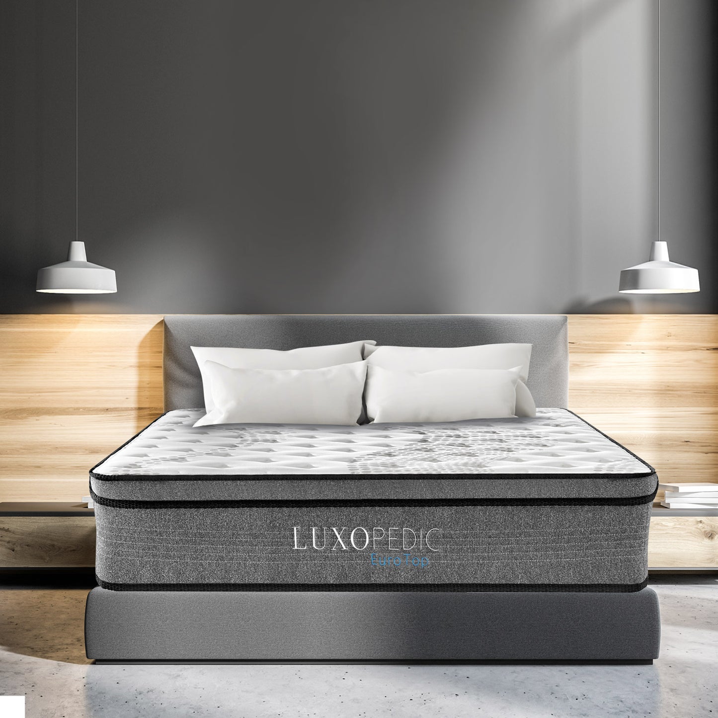 Milano Decor Capri Bed Frame + Luxopedic Euro Top Mattress Bedroom Set - Myzenhome