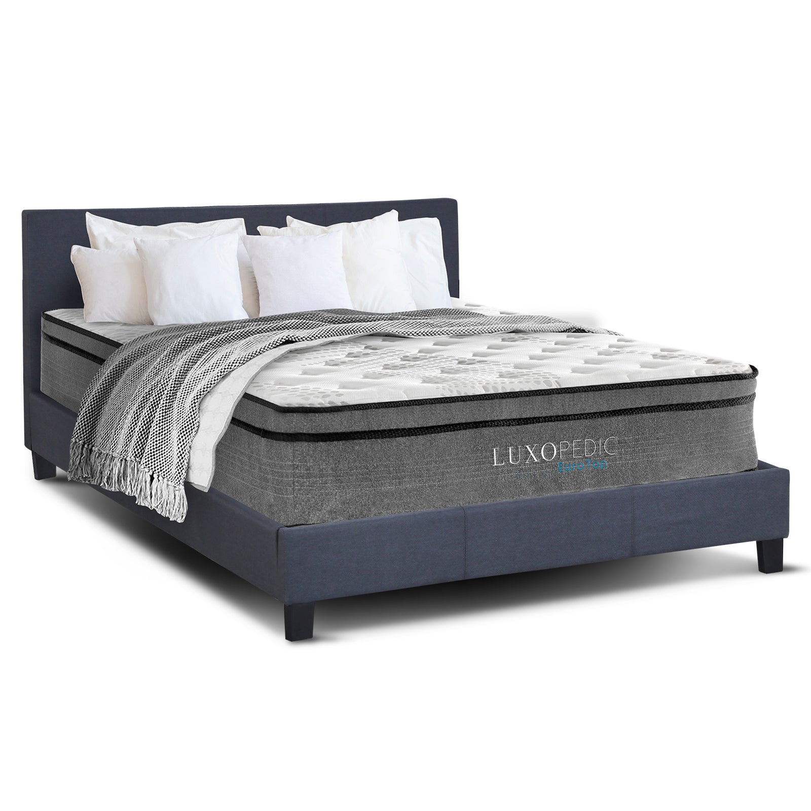 Milano Decor Capri Bed Frame + Luxopedic Euro Top Mattress Bedroom Set - Myzenhome