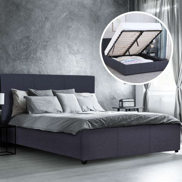 Milano Luxury Gas Lift Bed Frame Base And Headboard With Storage