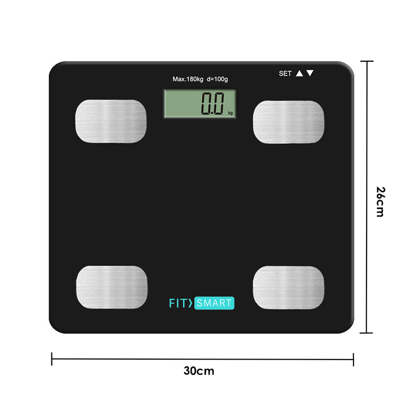 FitSmart Electronic Floor Body Scale Digital LCD Glass Tracker Bathroom
