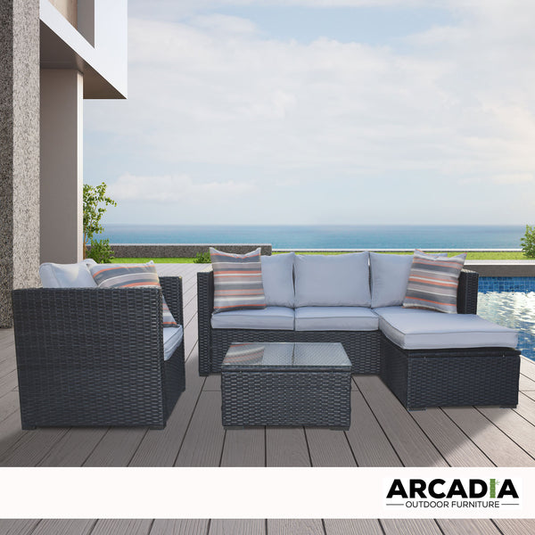 Arcadia Furniture Outdoor Rattan Sofa Lounge Set Home Garden Patio