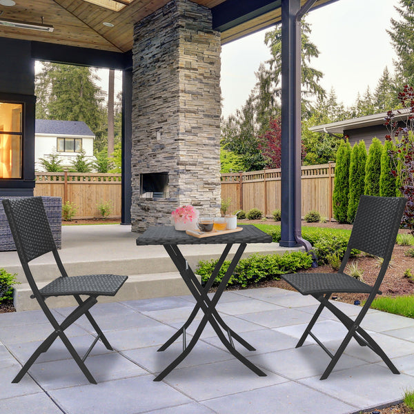 Arcadia Furniture Outdoor Foldable Rattan Coffee Table Set Garden Patio