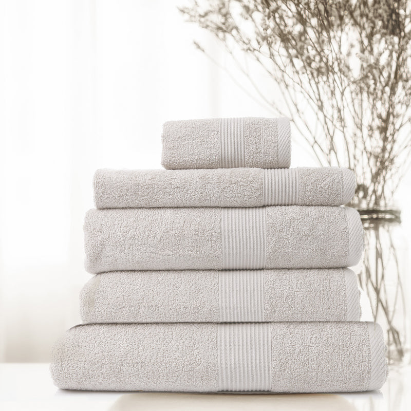 Royal Comfort 5 Piece Cotton Bamboo Towel Set 450GSM Luxurious Absorbent Plush