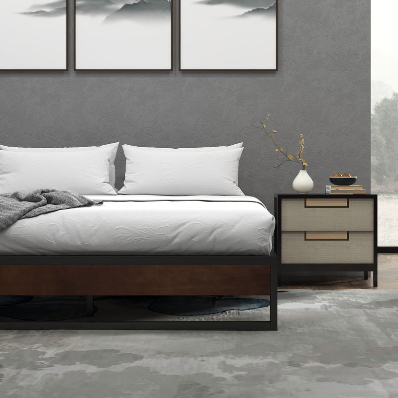Milano Decor Sorrento Metal Wood Bed Frame Mattress Base Platform Modern
