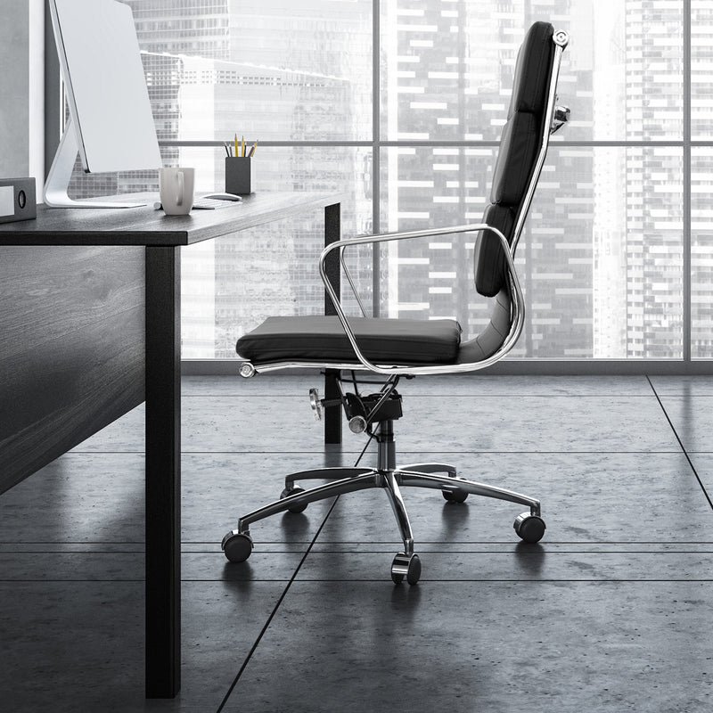 Milano Premium Office Executive Computer Chair PU Leather Steel Chrome