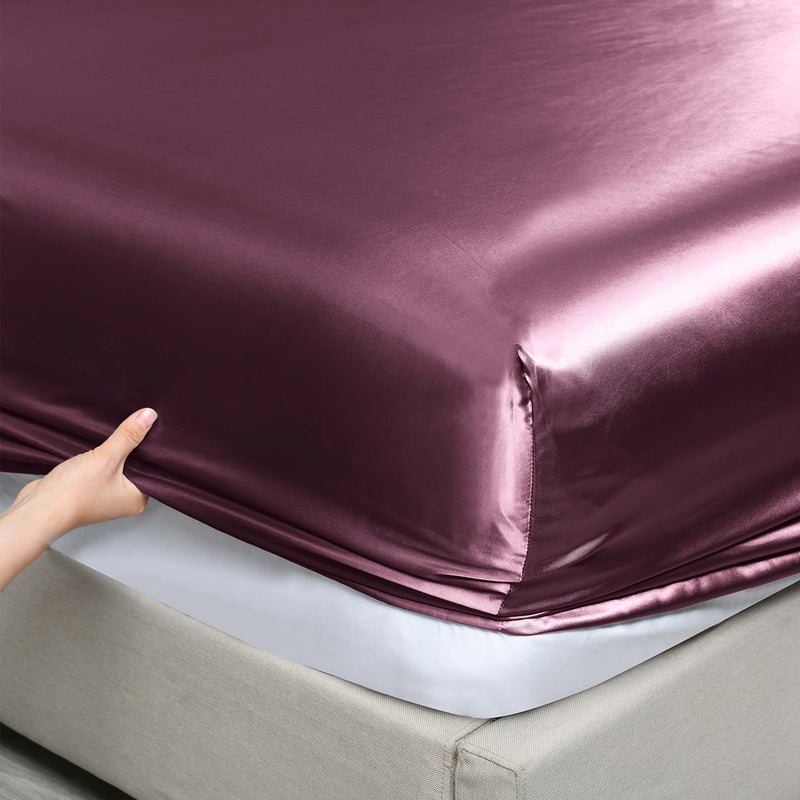 Royal Comfort Satin Sheet Set 3 Piece Fitted Sheet Pillowcase Soft Silky Smooth