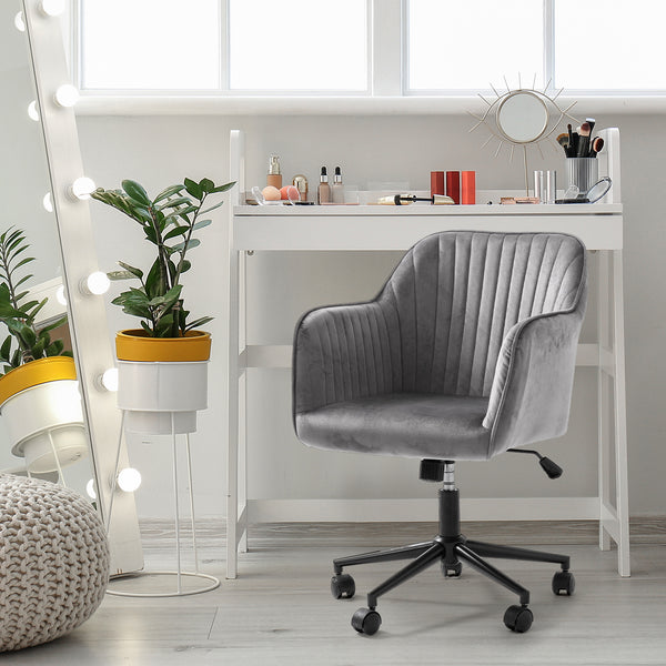 Casa Decor Arles Velvet Office Chair Mid Back Swivel Height Adjustable