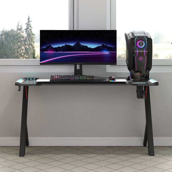 Dyskord Gaming Table Desk Office Desktop Steel LED RGB Lighting
