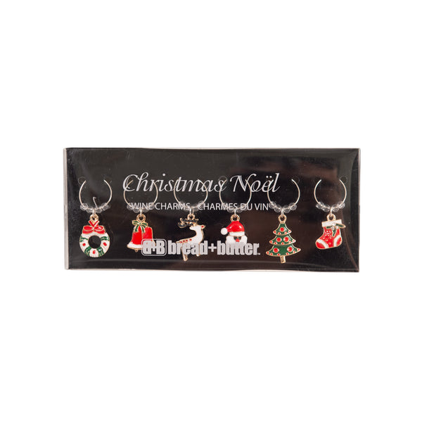 Bread and Butter (6) Various Christmas Mix Wine Glass Charms - 6 Pack