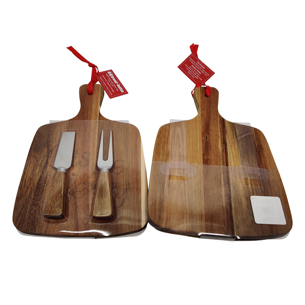 Bread and Butter Rectangle Paddle Food Board w/ 2 Cheeese Knives