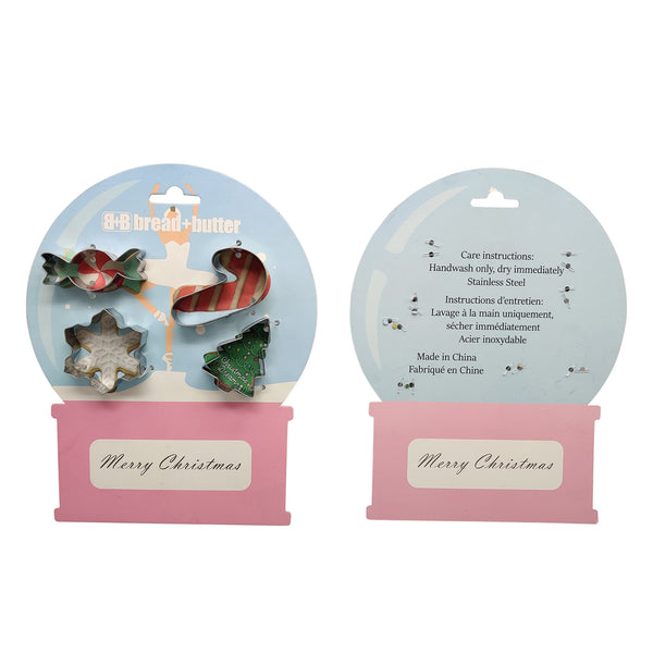 Bread and Butter Cookie Cutter - Snowglobe, Card, Tree, Candy Cane - 4 Pack