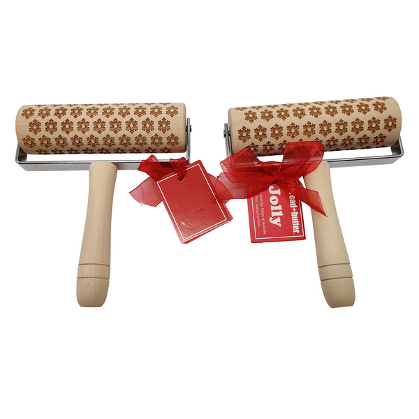 Bread and Butter Laser Etch Mini Wooden Roller with Handle - Snowflake
