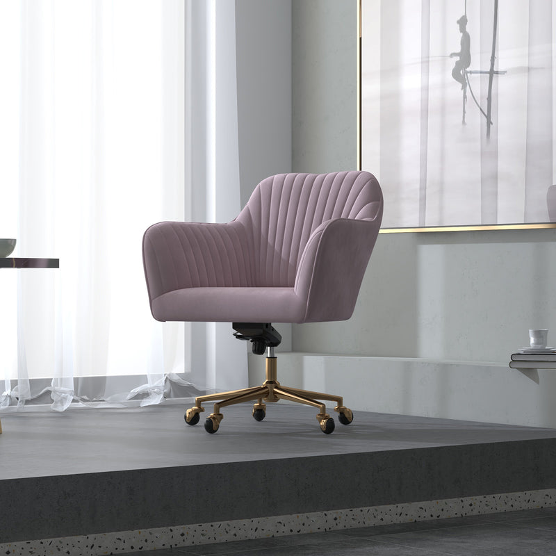 Casa Decor Arles Velvet Office Chair Mid Back Swivel Height Adjustable