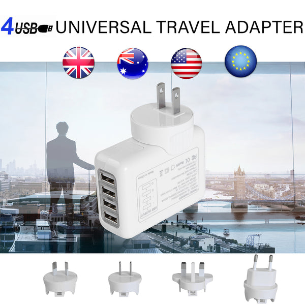 Travel Charger Universal 4 USB Ports Portable