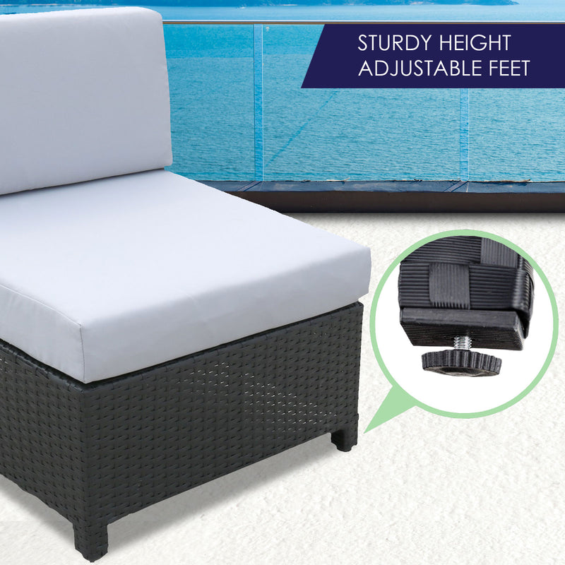 Milano 7 Piece Wicker Rattan Sofa Set Grey Outdoor Lounge Patio Furniture